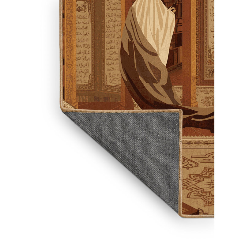 Tapis oriental doux et moelleux de style oriental classique brun Luyster - reliure brun clair, 3 X 5