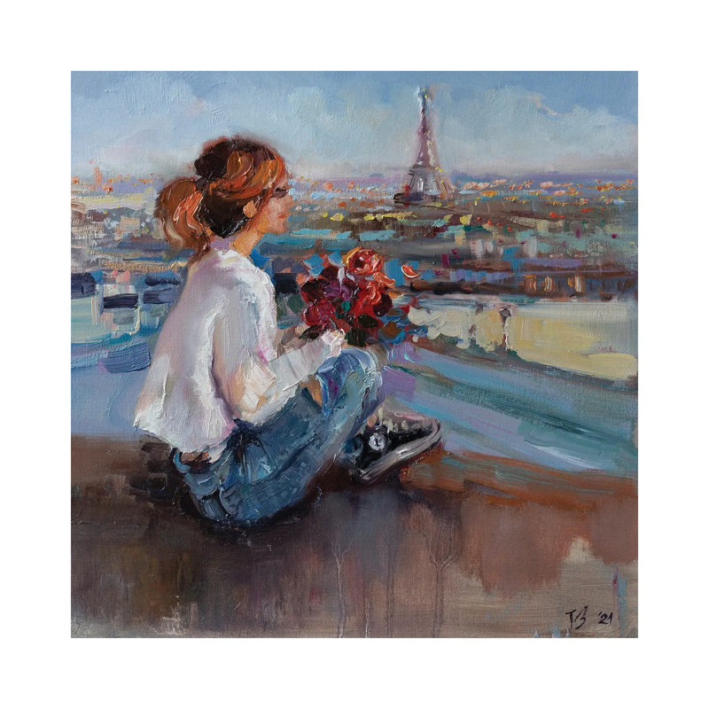 On The Parisian Rooftops by Katharina Valeeva - Wrapped Canvas Painting, 66.04 cm H x 66.04 cm W x 1.91 cm D