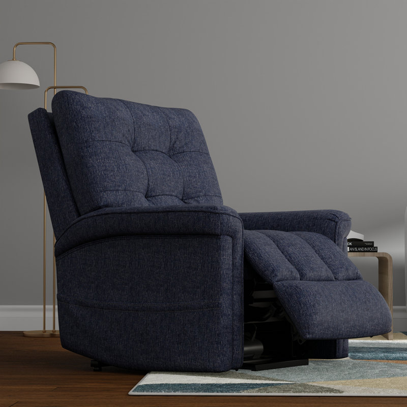 Velour Power Lift Chair in Lugano Indigo