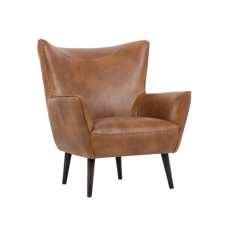 5West Wingback Chair, Tan Faux Leather