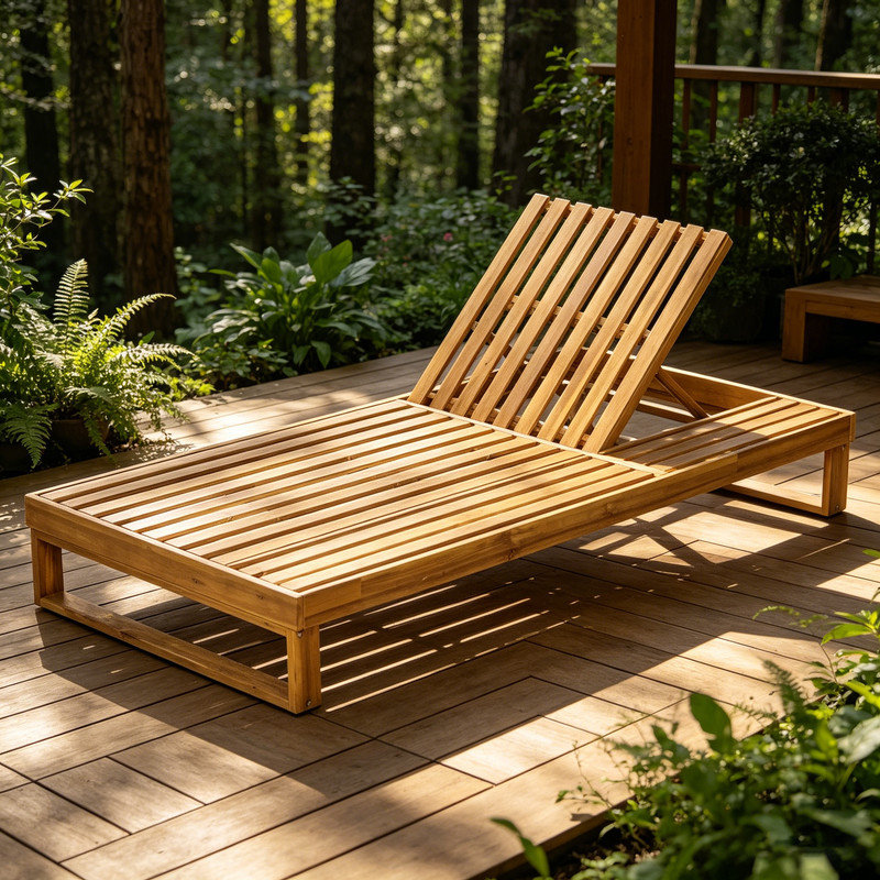 Chaise longue Acacia, Brown Wood