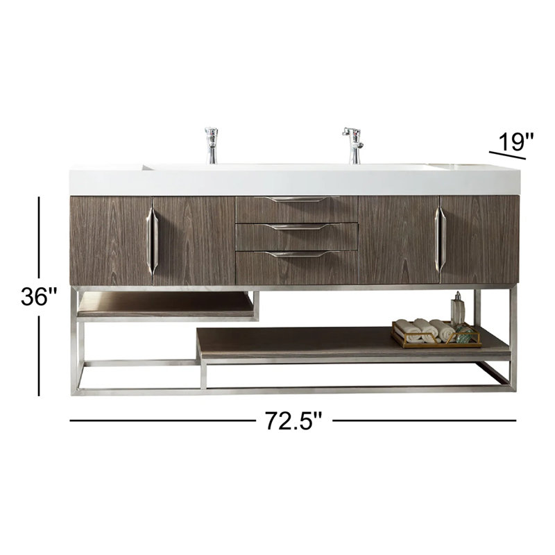 Samorah 72'' W Single Vanity, Ash Gray, Brushed Nickel