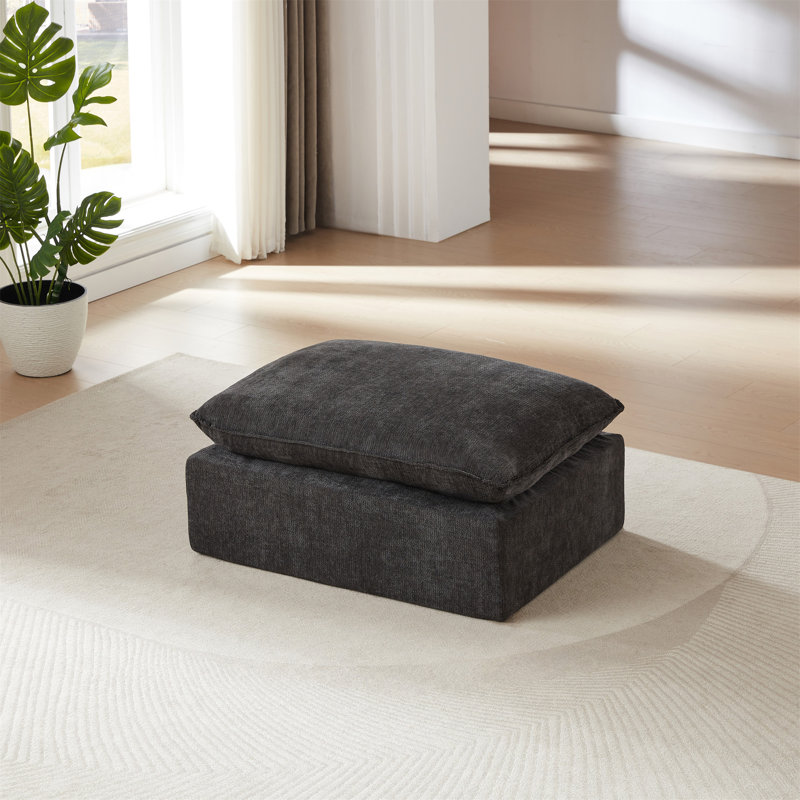 Modern Chenille Cloud Sofa (Only Including Ottoman), Dark Gray