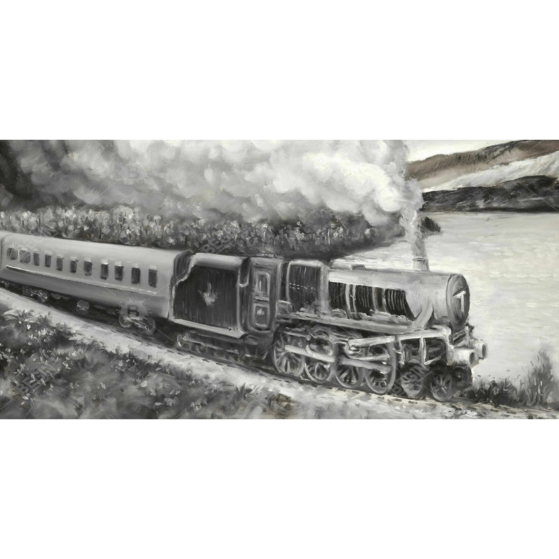 Toile de locomotive rétro - monochrome