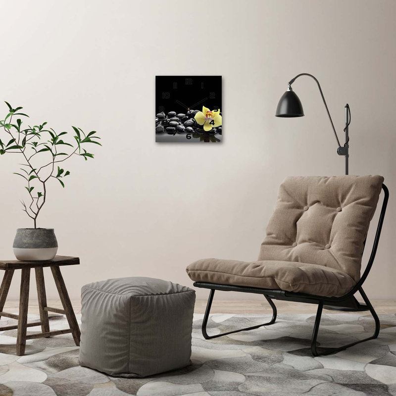 Glass Wall Clock, Black/Yellow