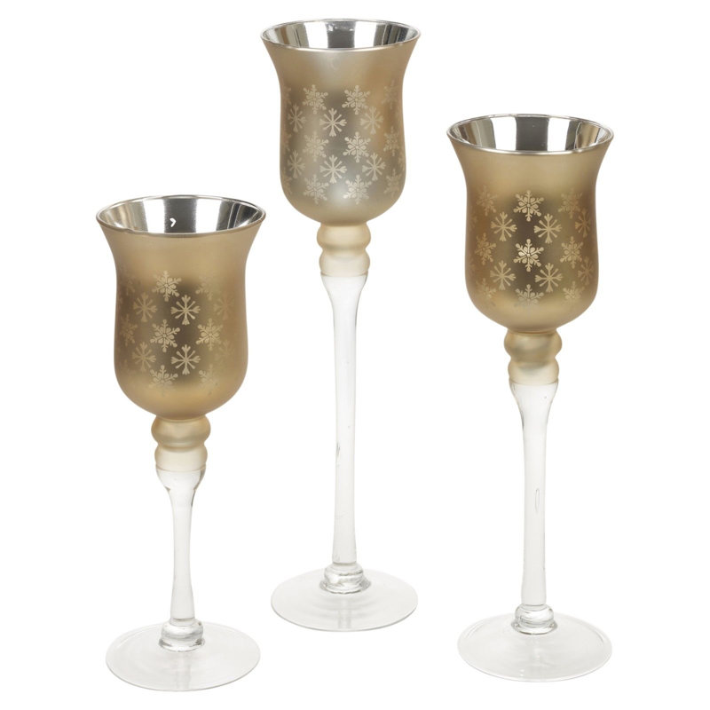 Glass Tabletop Hurricane with Candle Included, Gold