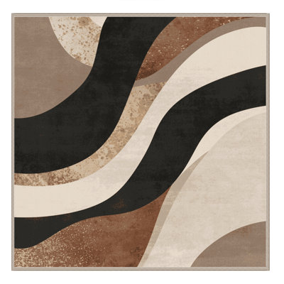 Soft Plush Ebbert Art Deco Arc Area Rug in Beige – Beige Binding