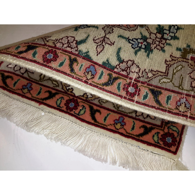 Tapis oriental brun / blanc / crème en laine / coton de style oriental 1 pi x 1 pi 2 po Tawanne