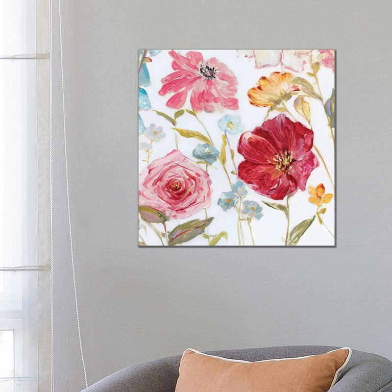 «Wildflower Whimsy I» par Sally Swatland - reproduction d'art, H 26 po x l 26 po x P 1,5 po, Toile tendue, Pas de tapis