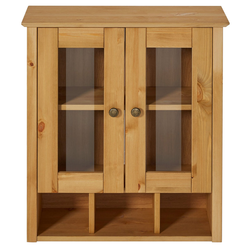 Aymen Solid Wood Wall Bathroom Storage Furniture Set, Natural Brown