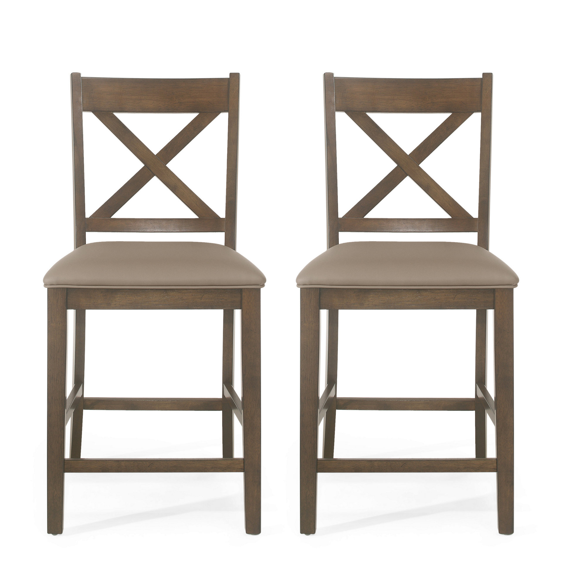 One Allium Way® Set of 2 Upholstered Wood Counter Chair | Wayfair