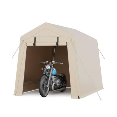 6Ft x 6Ft x 7Ft Motorcycle Storage Shed 200G PE Fabric Cover with Galvanized Steel Frame, Weather-Resistant Portable Garage for Outdoor Bike Protection