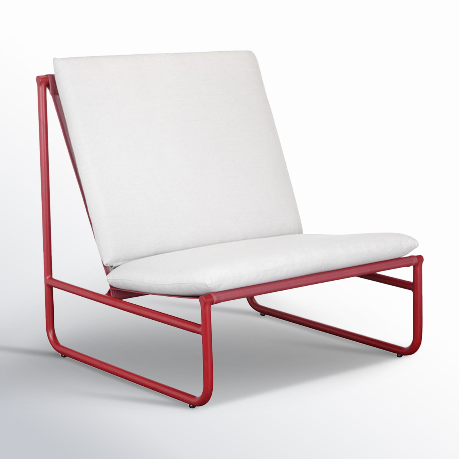 Sean Powder Coated Steel Outdoor Armless Lounge Chair, Red