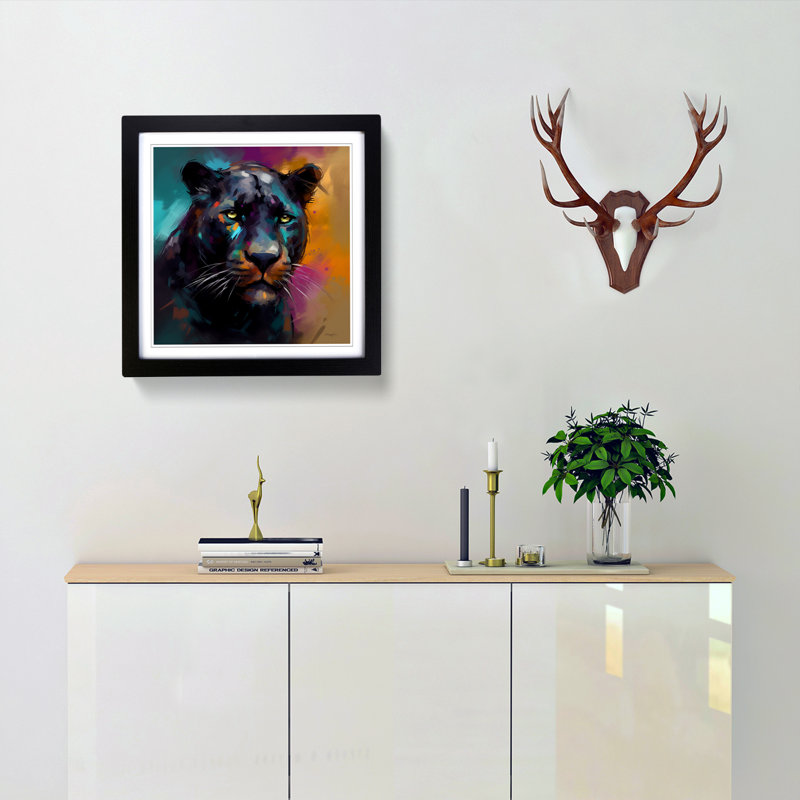 Panther Gestural Art No.1 - Framed Print, Black