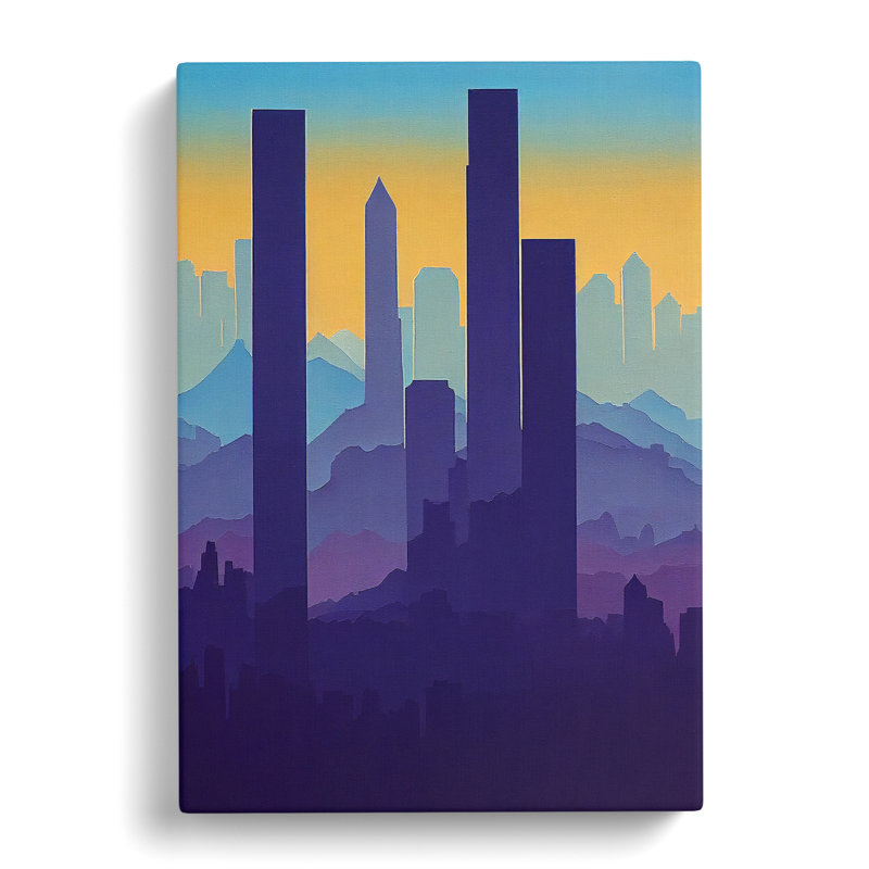 A Serene City Skyline No.5 - Print, Wrapped Canvas, 50cm H x 35cm W x 3cm D, No Matte