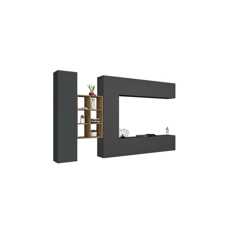 Mikaiah Rectangle Accent Cabinet, Anthracite/Maple