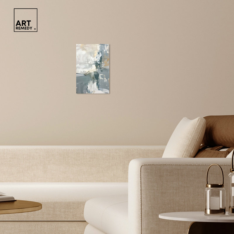 Art mural abstrait vert brume par Art Remedy, Toile tendue, H 15 po x l 10 po