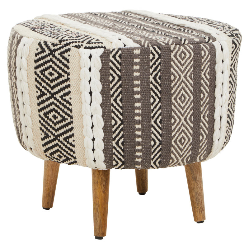 Archippos 50cm Wide Round Ikat Footstool Ottoman