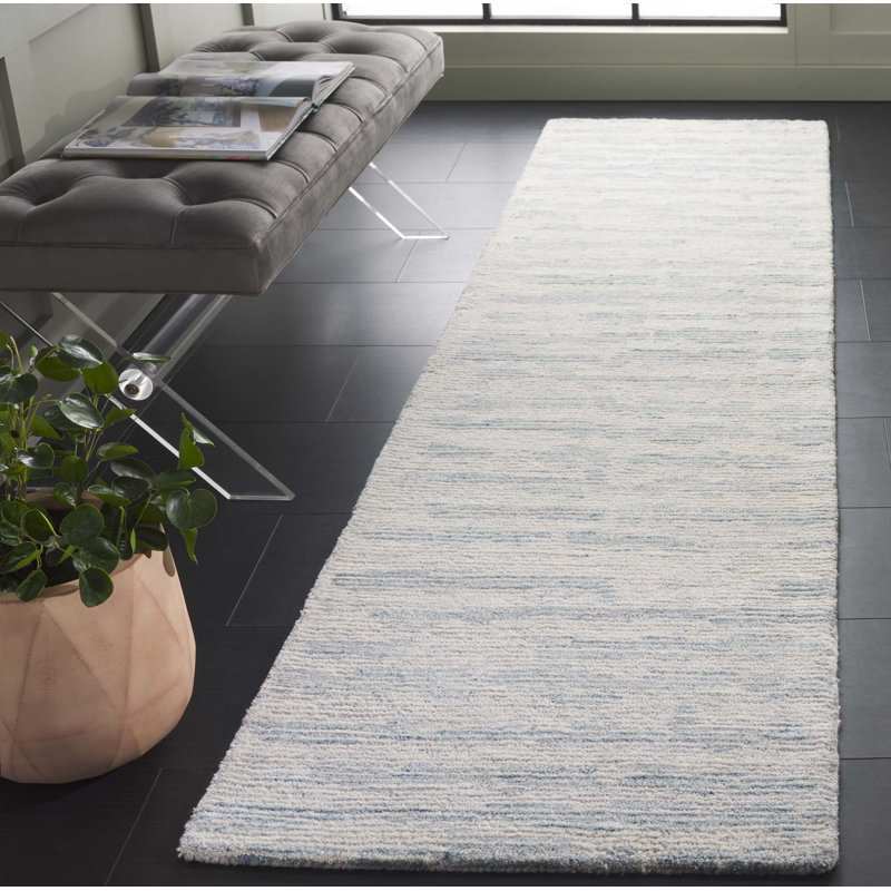 Notasulga Ebony Hand Tufted Wool/Cotton Abstract Rug in Gray, Runner 2'3" x 9'
