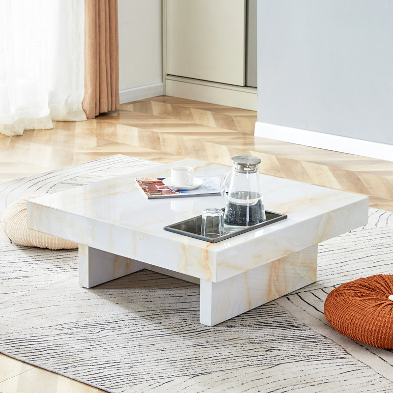 Table basse élégante en MDF à motif de marbre pour les espaces de vie modernes