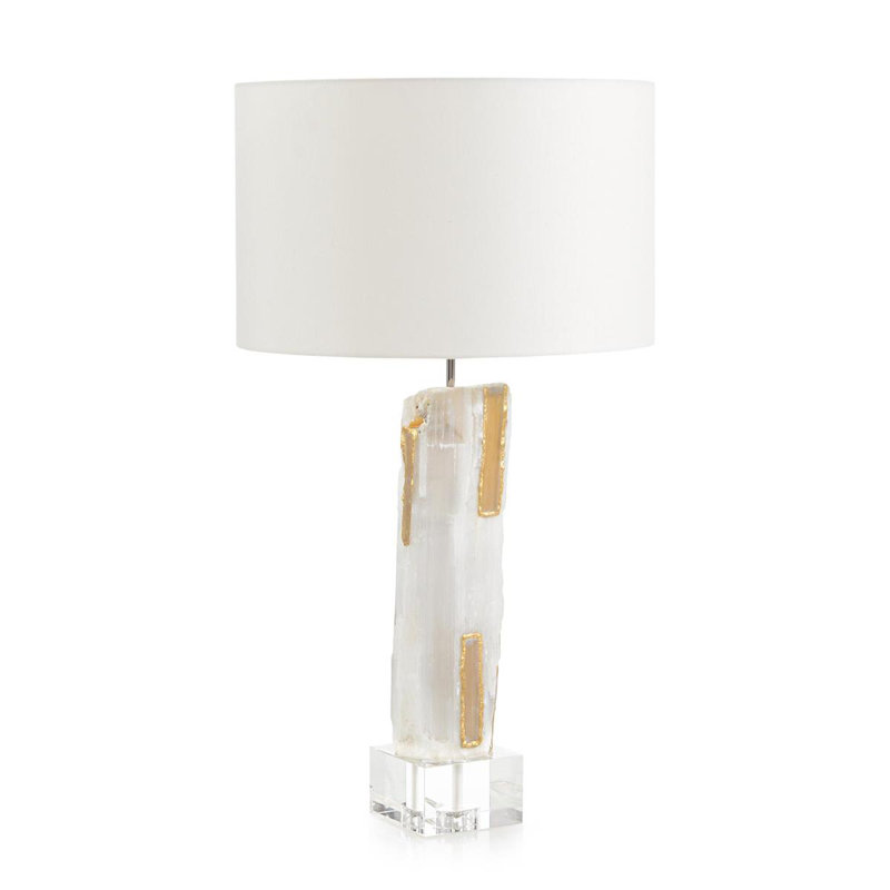 Lampe de table en sélénite dorée