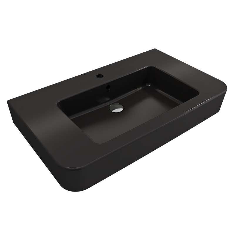 Parma 21.06 in. L Bathroom Sink, Matte Black, 8" Widespread