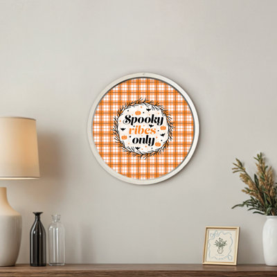 Spooky Vibes Only Round Wood Framed Print