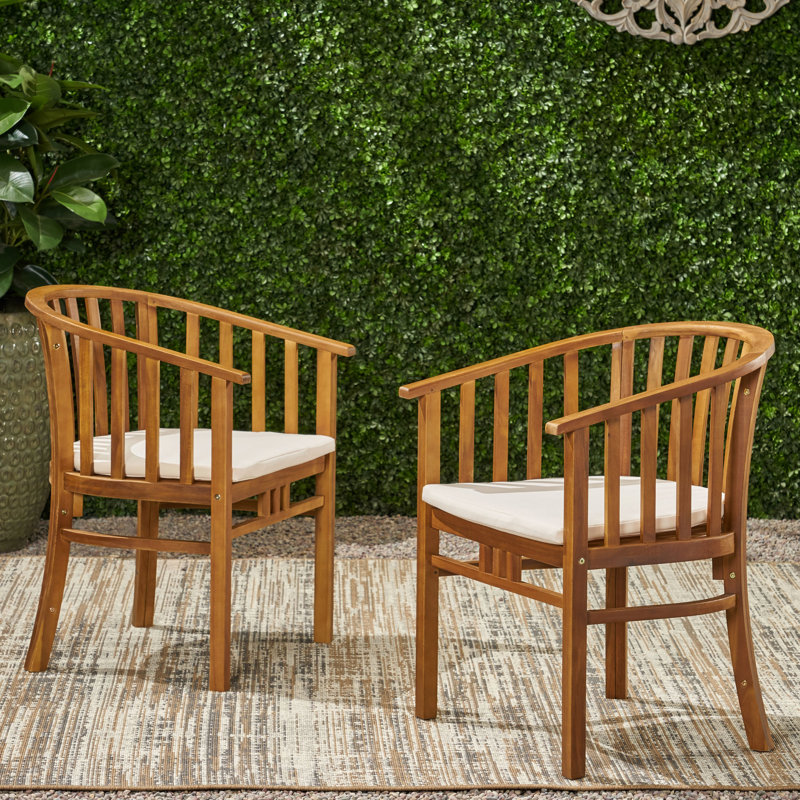 Chaise de salle à manger élégante en bois avec rembourrage - Rehaussez votre décor extérieur - Coussins d'assise bloquants pour profiter du plein air en tout confort