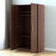 Garde-robe en bois texturé brun à double porte avec trois supports de rangement classés