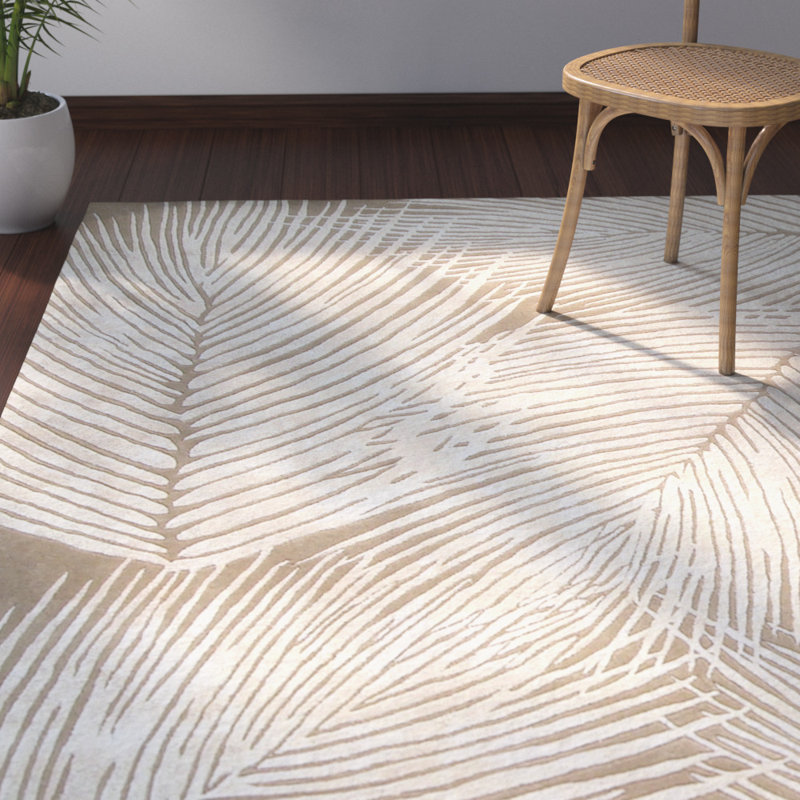 Tapis floral en laine et viscose touffeté à la main Luckey, Rectangle de 5 pi x 8 pi