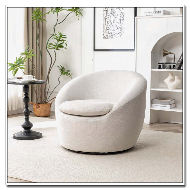 Fauteuil demi-tonneau, pivotant à 360 °, Beige
