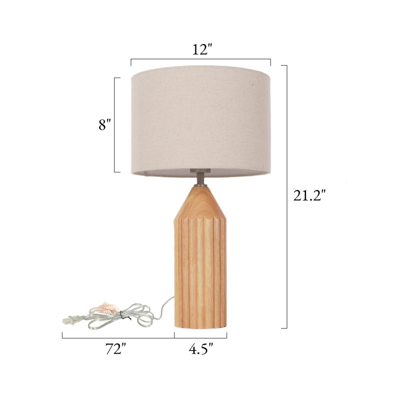 Modern Wood Table Lamp with Linen Shade