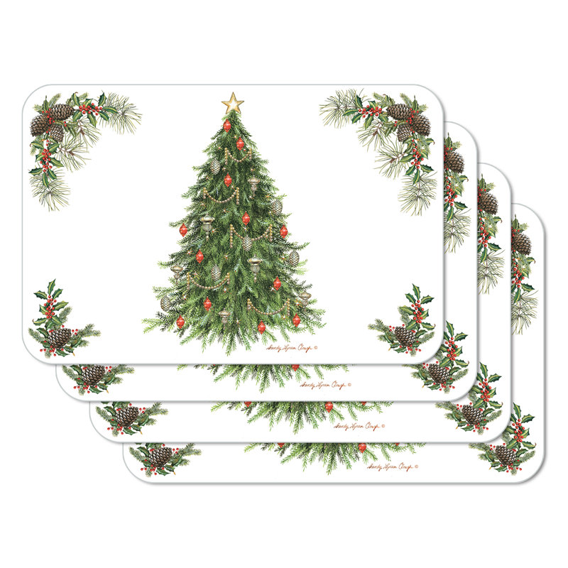 CounterArt Holiday Tree 4 Piece Reversible Easy Care Placemats