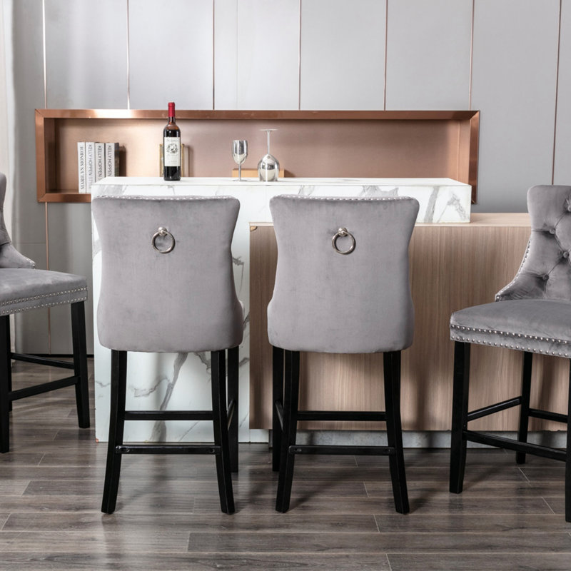 Tabouret de comptoir 27,2 po Simonton, Gris, Noir, noir, noir, noir