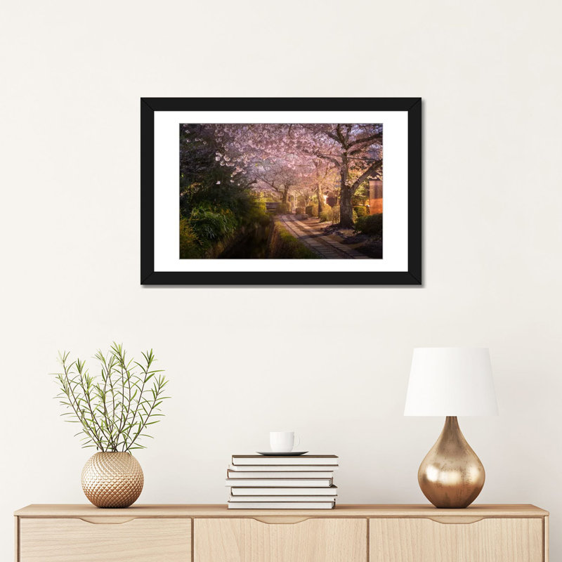 Printemps au Japon, par Daniel Kordan, reproduction d'art sur toile tendue, Papier d'art encadré noir, Blanc
