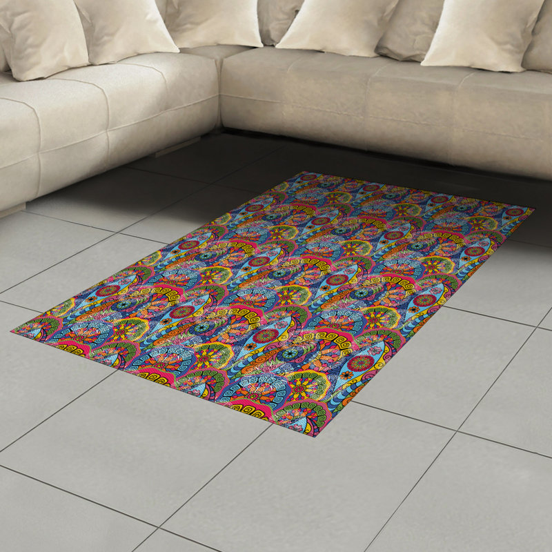 Tapis décoratif floral à haute densité en fibres de polyester, Rectangle— 4 pi x 5 pi 8 po