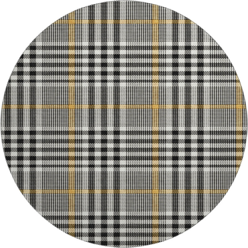 Premium Machine Washable Corry AMF1054 Plaid Rug, Round 8'