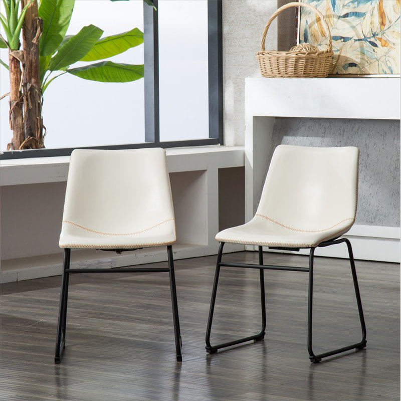 Ensemble de 2 chaises de salle à manger en similicuir Lotusville, blanc