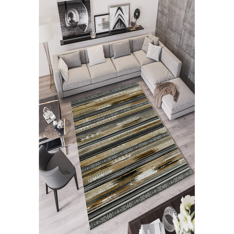Eco-Friendly Area Rug (2 ft x 3.3 ft), Yellow, 100% Polyester | Antibacterial, Non-Slip PVC Dot Underside, Pile Height: 0.2 in | Machine Washable, Digital Printed, Perfect for Living Room & Bedroom Décor