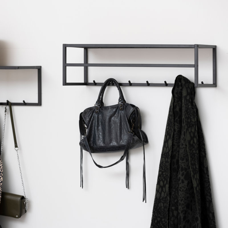Bernissart Steel Wall Mounted Required 7 - Hook Coat Rack, Black