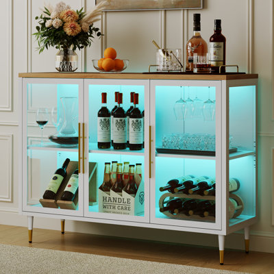 Liqueur avec porte en verre, tablettes réglables, lumière RVB