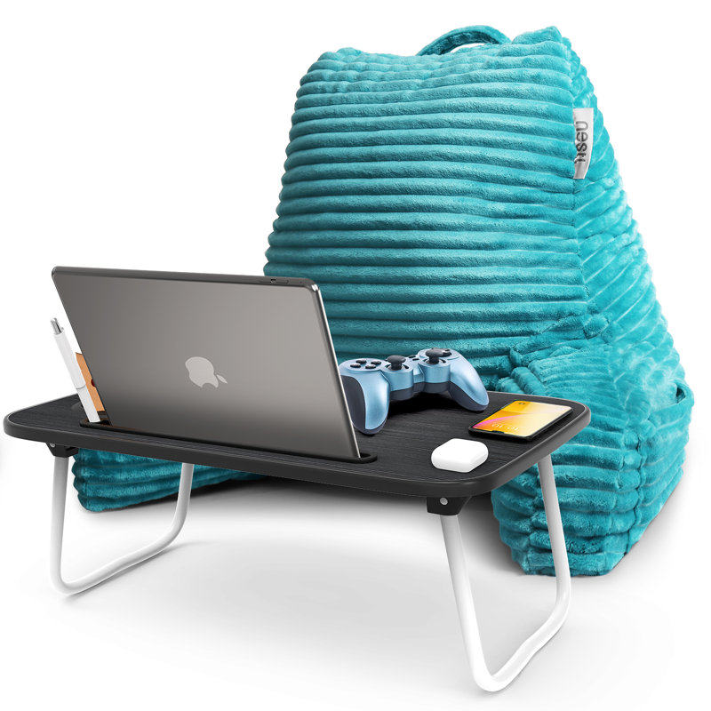Coussin de lecture Nestl avec bureau pour ordinateur portable, H 17,00 po, Sarcelle