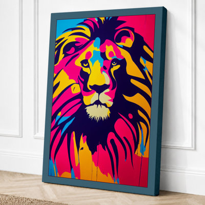 Pop Art Lion Modern 1 Piece Wrapped Canvas Wall Art