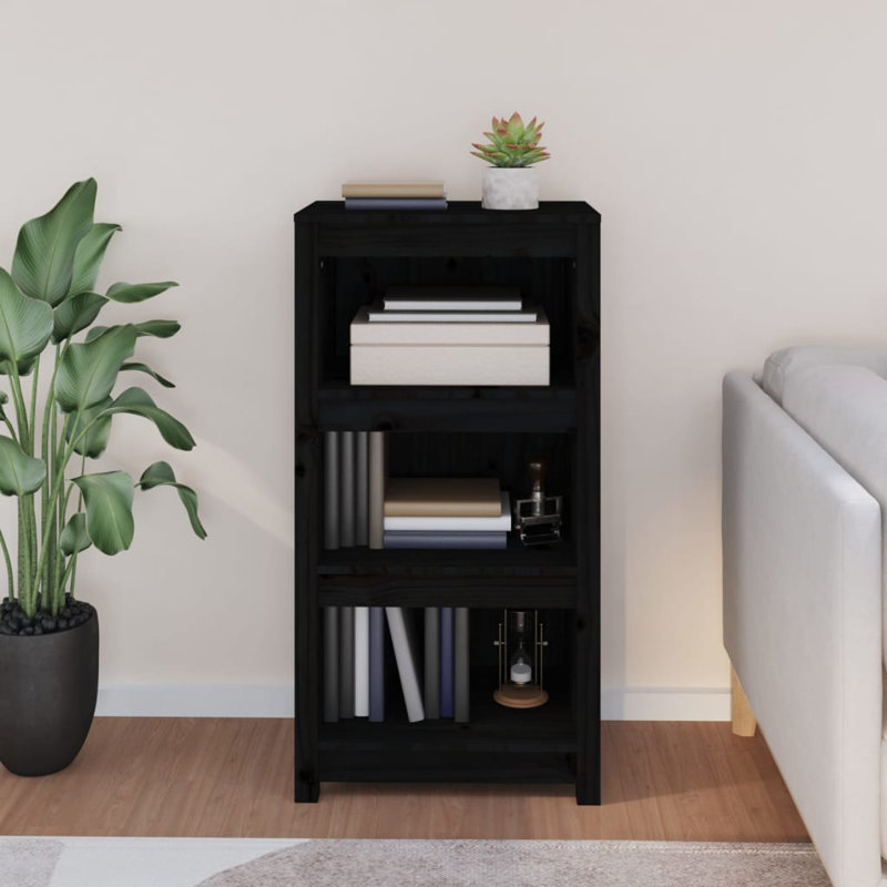 Kylisia 97cm H Solid Wood Standard Bookcase, 97cm H x 50cm W x 35cm D, Black