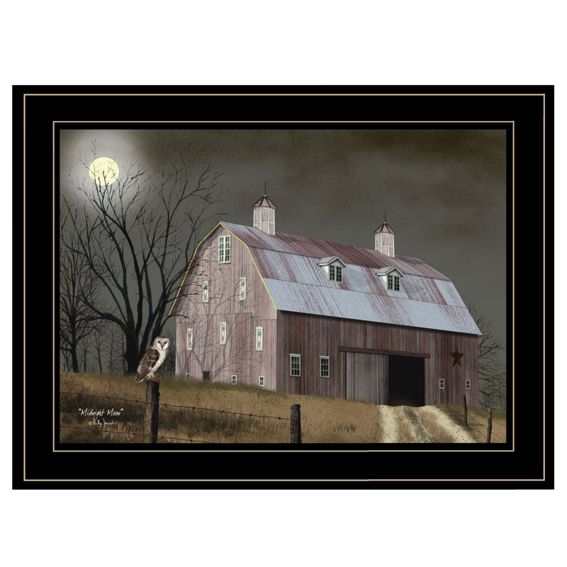 «Midnight Moon», art mural encadré pour le salon et la maison par Billy Jacobs, Encadré noir / blanc