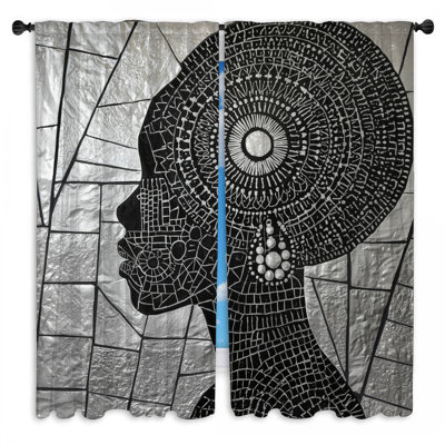 Mosaic Woman Silhouette Window Curtains  Silhouette Sheer & Room Darkening - 2 Panels