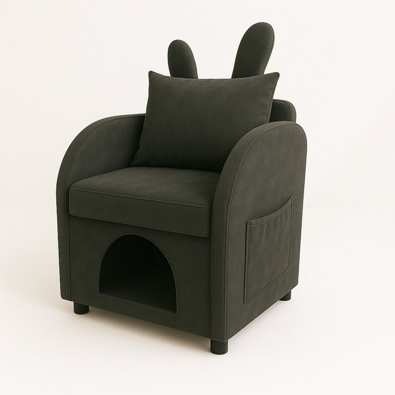 Fauteuil d'appoint avec espace de rangement pour animaux, Gris