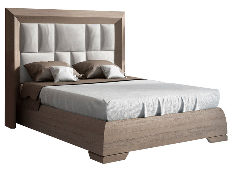 Klass Upholstered Pine Panel Headboard Design Bed, Queen