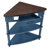 33.8'' Small Triangle Corner Table, Wood Corner Side Table For Small Spaces/ Living Room, 3 Tier End Corner Table With Solid Wood Legs, Navy Blue And Espresso Top