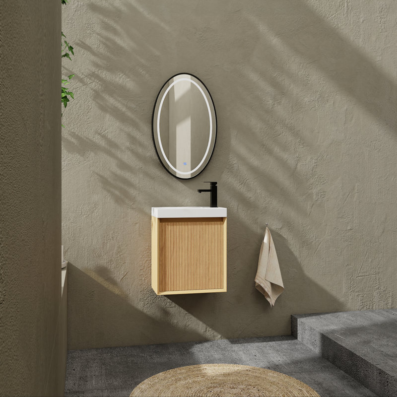 Meuble-lavabo mural 18,5 po avec lavabo intégré pour salles d'eau